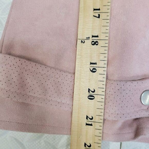 Pixley Faux Suede Motorcycle Jacket Womens Small Pink Twee Rock And Roll K Pop - Picture 10 of 12